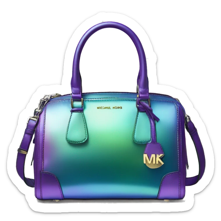 Realistic isolated blue purple and green metallic Michael Kors Satchel purse.  sticker