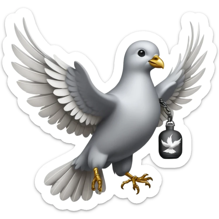 a flying dove carrying a grenade in its feet, inspired by the Hollywood Undead logo sticker