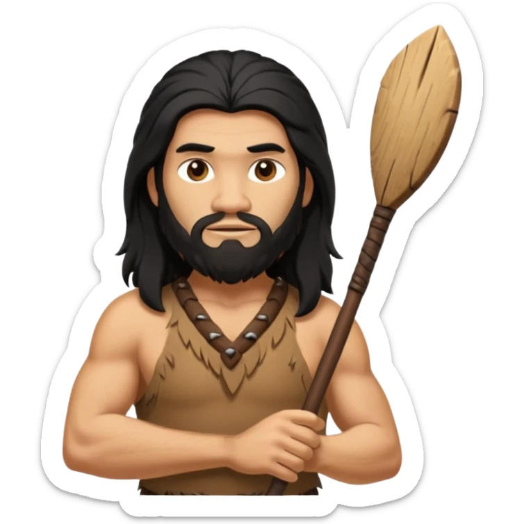 CAVERNÍCOLA con su palo en la mando y recargado en el hombro  sticker