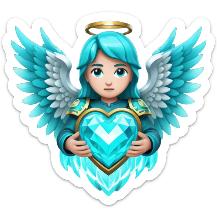 Dark Cyan angel heart with minecraft warden soul sticker