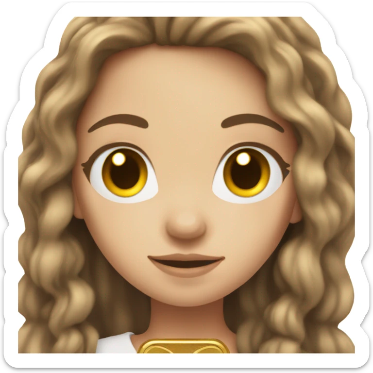 White Girl with brown long hair with gold key in hand sticker