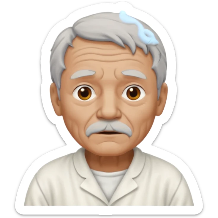 An old man made out of clay and wearing a white nightgown sticker