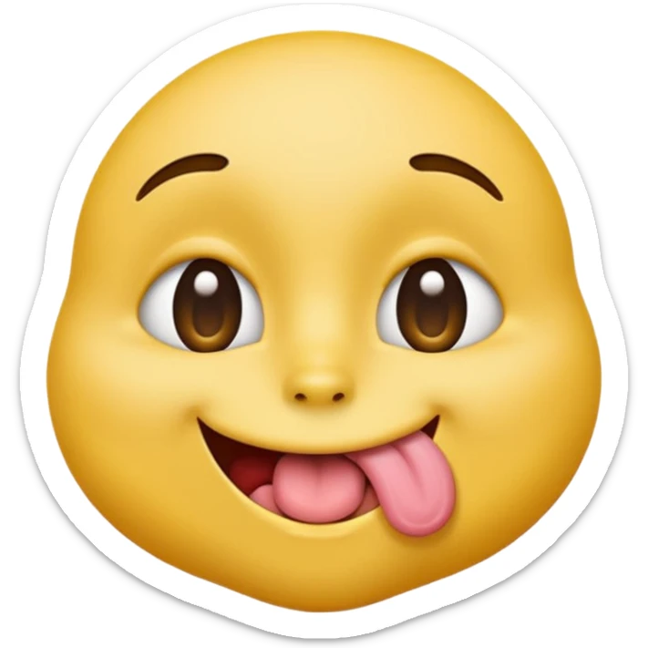standard yellow emoji face leaning in for a kiss eyes rolled back tongue out exaggerated sticker