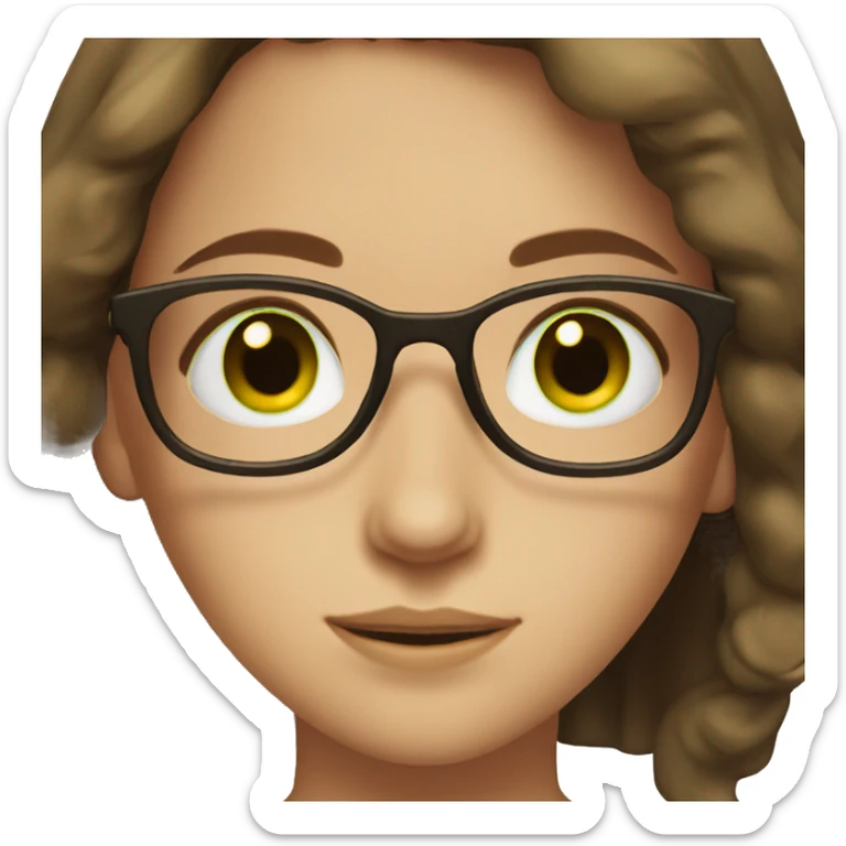 Girl with glasses and brown hair and green eyes sticker