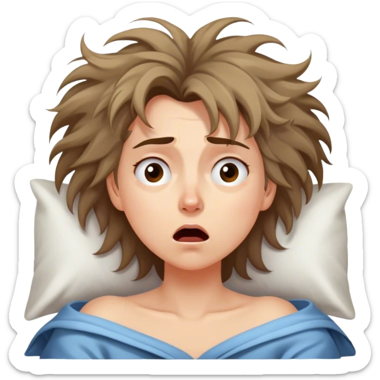 Cinematic Funny Aurora Portrait Emoji, Looking confused as she wakes up, hair a complete mess, blinking sleepily, the struggle of waking up beautifully captured in a hilarious yet endearing moment! sticker