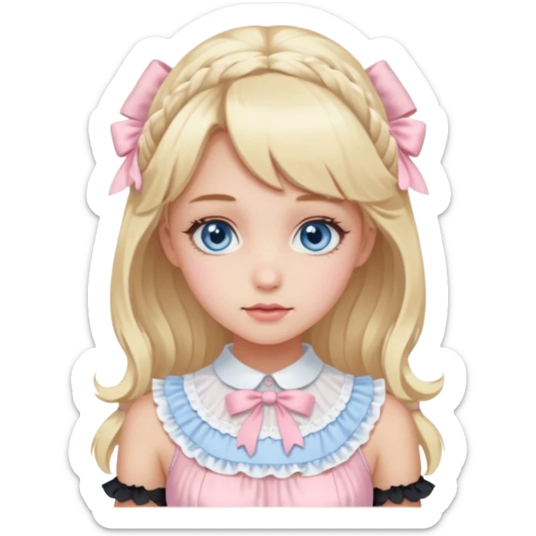 blonde and blue eyed girl with light pink dress lolita sticker