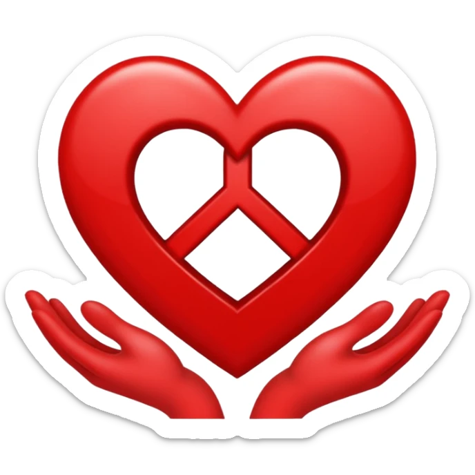 Quiero un emoji de amor y paz con la palomita encerrada en un círculo y un corazón  sticker