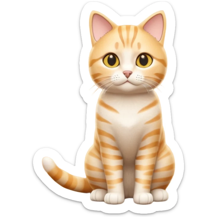 A 3D cartoon golden tabby American Shorthair cat with soft striped fur, warm golden tone, soft shadows, Memoji-style realism. full body or half body. sticker