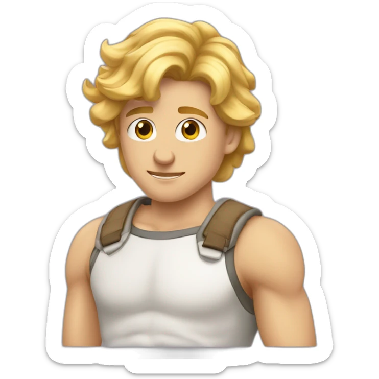 garcon maigre avec des cheveux blond des yeux bleux et un sourir embarassé sticker