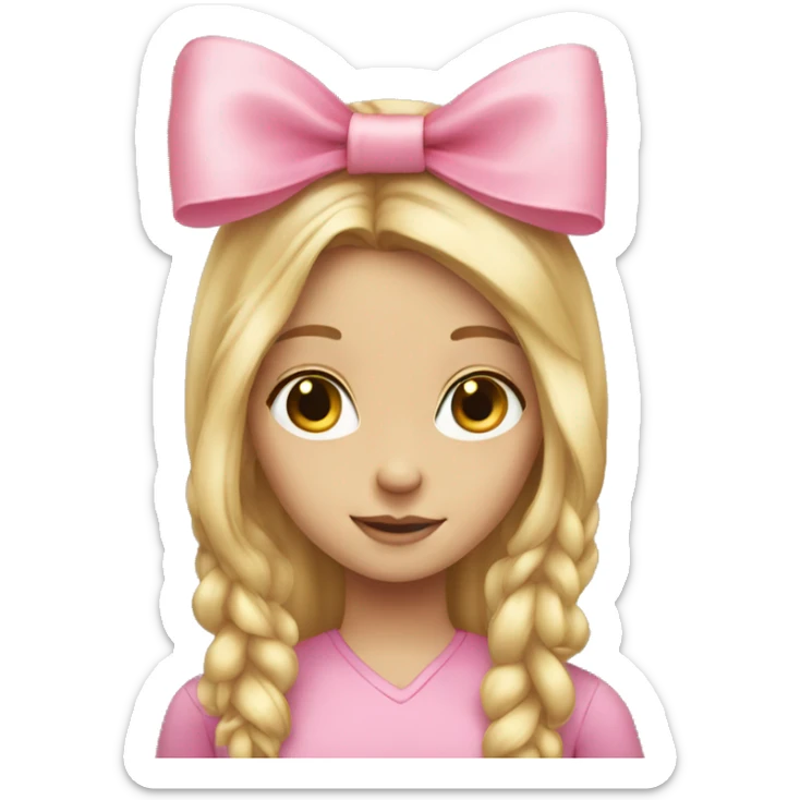 Blond girl with long hair and pink bow in her hair sticker