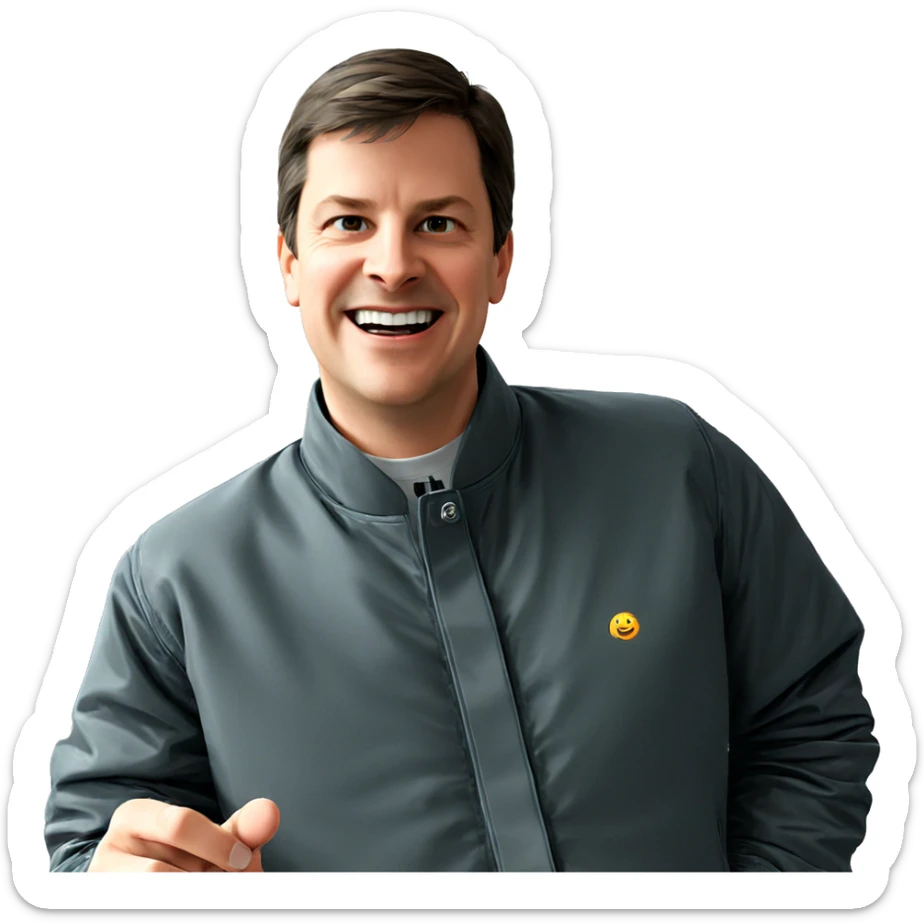 smiling boy in jacket sticker