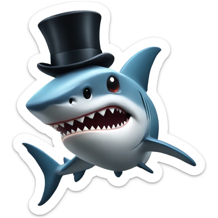Shark with a top hat sticker