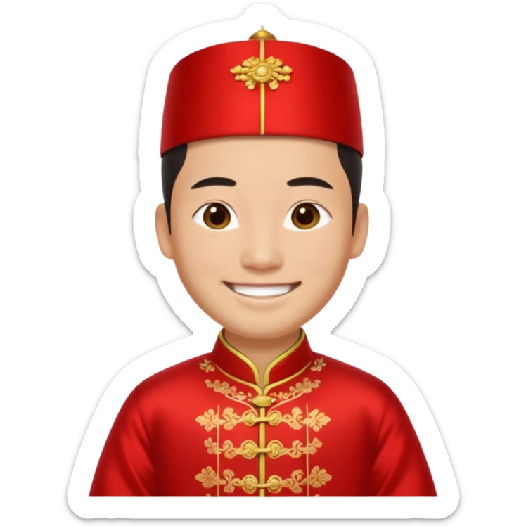 Chinese groom, traditional, culture of chinese, smiley on face. sticker