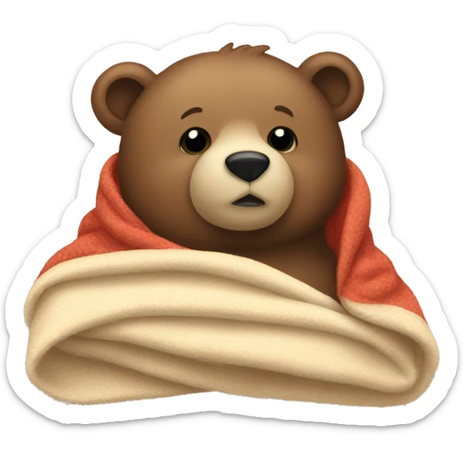 bear cozy in blanket sticker