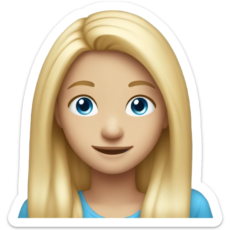 smiling girl with long blonde hair blue eyes  sticker