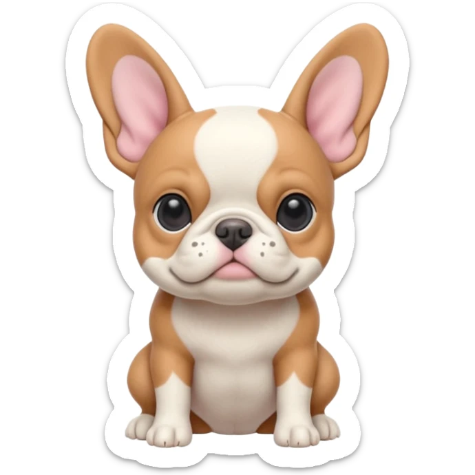 Fawn pied Frenchie dog in soft pastel colors, claymation style with matte plasticine texture and visible fingerprints sticker
