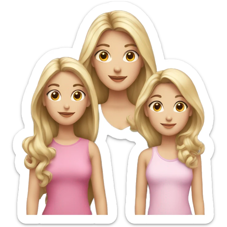 Mom with dark blond hair with a daughter with dark blonde hair and a younger daughter with light blonde hair sticker
