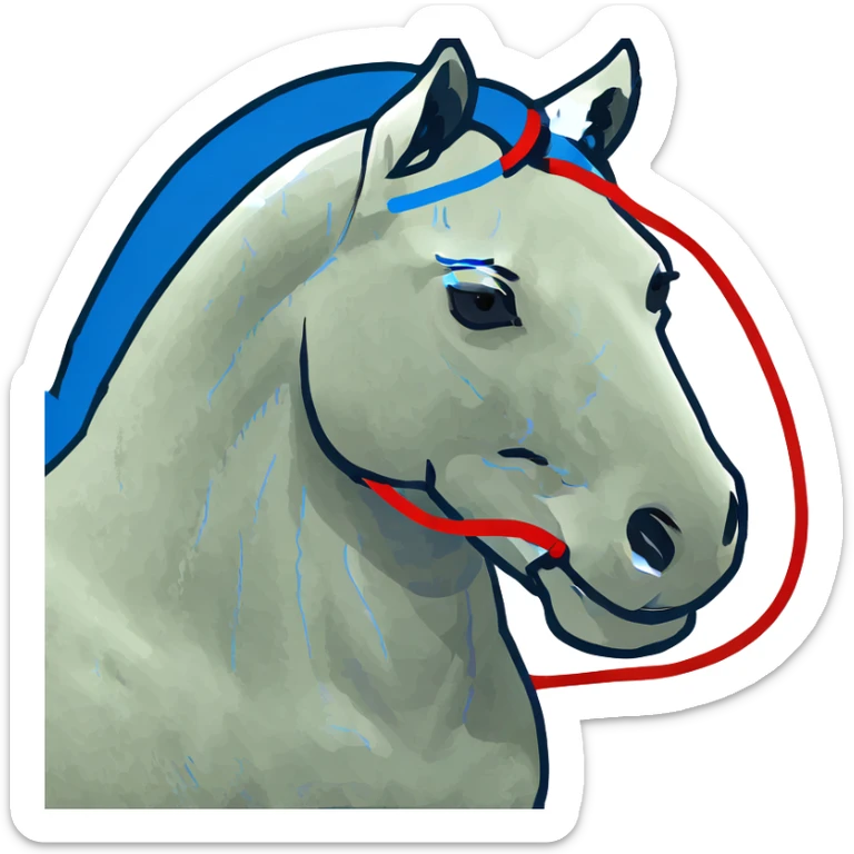 fast electric horse made of electricity, metal plates, bolts, visible blue and red wires, lightning coursing through its body sticker