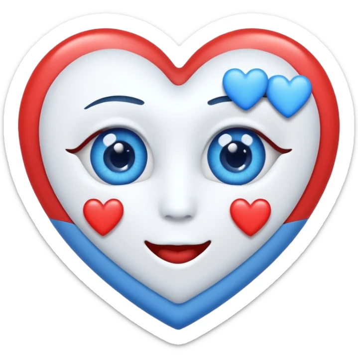i want an heart eye emoji but with an blue and an white haert sticker