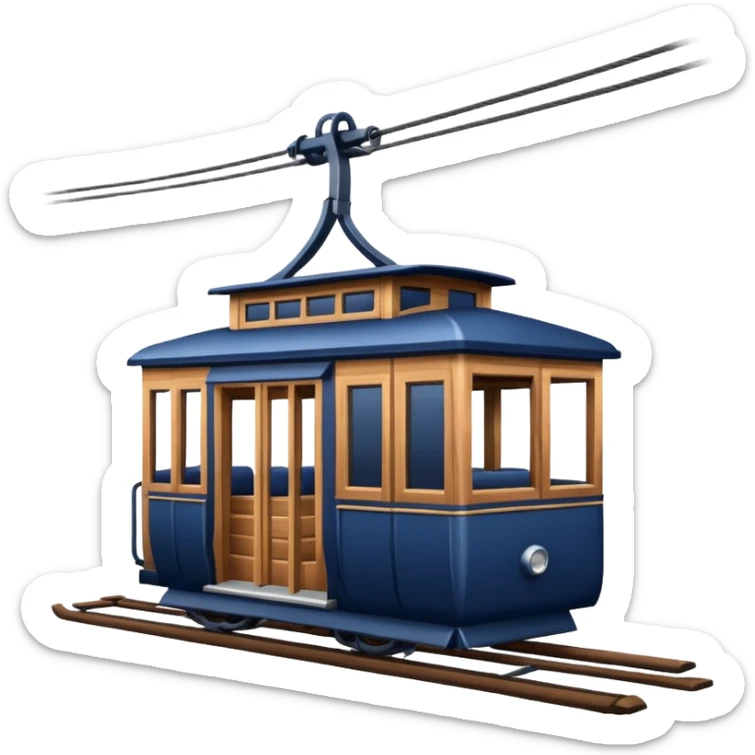 create an emoji of a cable car for a skiregion. dark navy blue colour and the word Lenk on it.  sticker