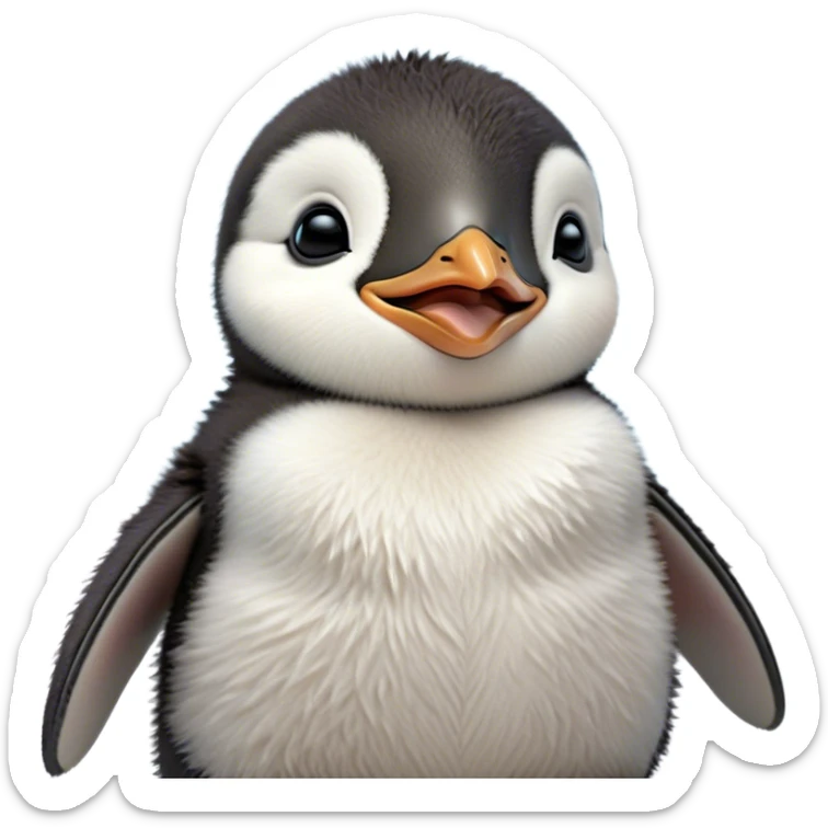 Cinematic Cute Yawning Baby Penguin Portrait Emoji, Head tilted slightly with a dramatic, wide-open yawn, showcasing soft, cuddly feathers and sleepy, half-closed eyes brimming with drowsy contentment, Simplified yet irresistibly adorable features, highly detailed, glowing with a soft, cozy polar glow, high shine, relaxed yet expressive, stylized with a dash of whimsical charm, soft glowing outline, capturing the essence of a drowsy yet affectionate arctic cherub that appears ready to stretch out for a nap! sticker