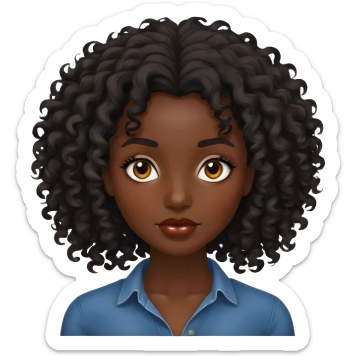 Alluring african woman curly black tousled hair sticker
