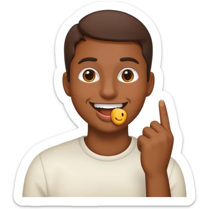 emoji qui met son doigts dans sa bouche qui a l’air de recevoir un compliment  sticker
