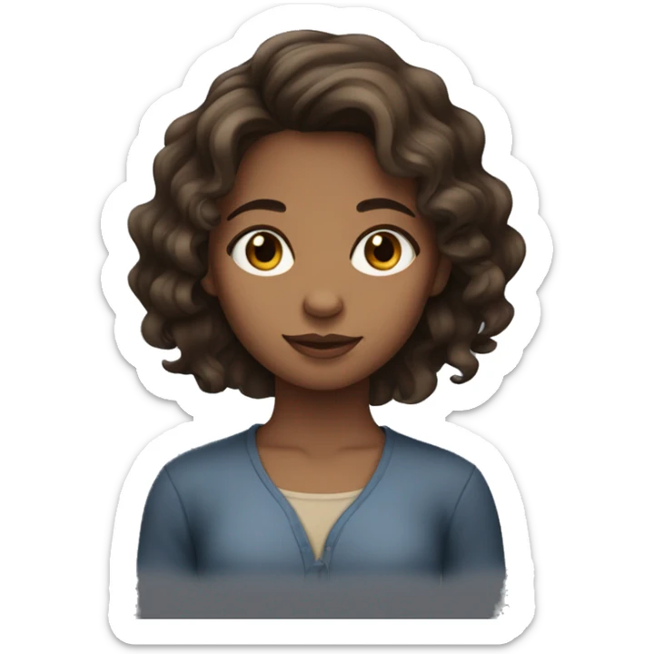 girl with tan skin and wavy dark brown hair sticker