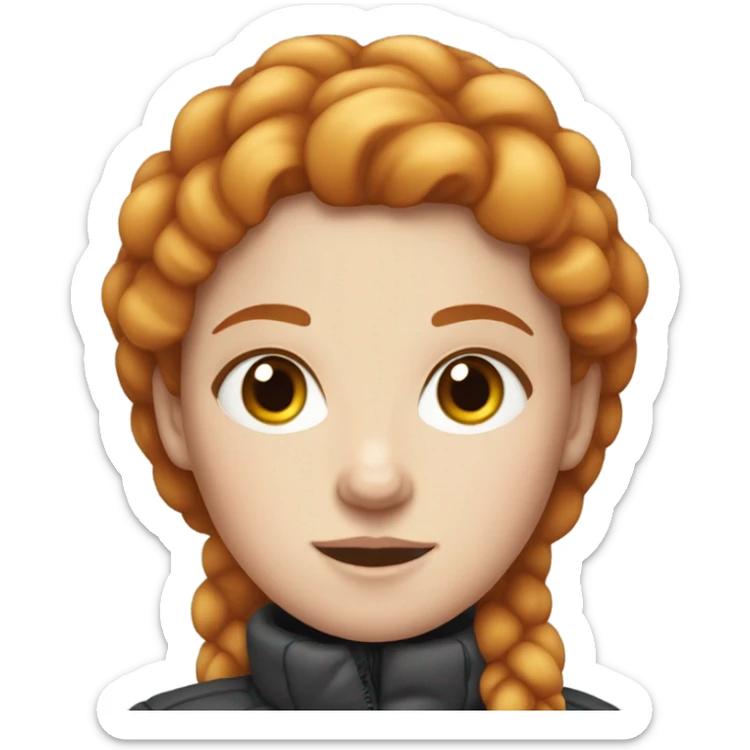  White girl who is ginger with freckles and a puffy coat but the hair is straight  sticker