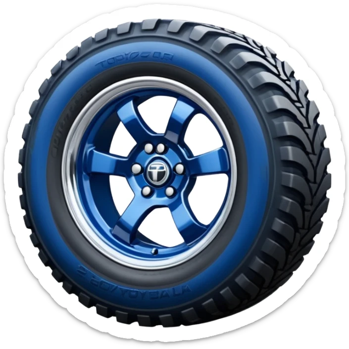 Silver Chrome Tractor tires on glossy dark blue 2025 Toyota 86 off road rally car  sticker