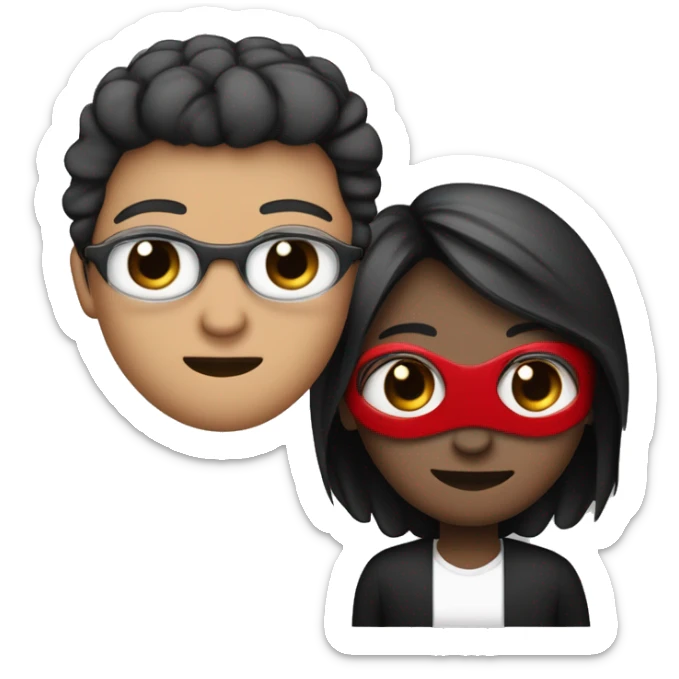 Um bobo da corte vemelho e preto com uma máscara minimalista branca com dois cortes vermelho nos olhos e uma boca aberta sorrindo vazia  sticker