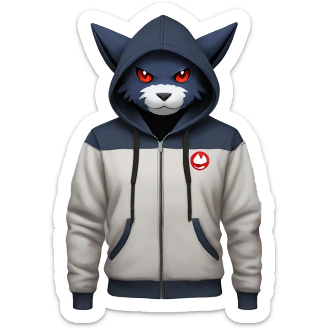 Dark Anthro Cool Litten-Absol-Zangoose-Pokémon Punk Techwear Hoodie Cargo Collar sticker