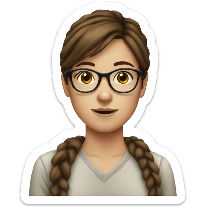 Girl with brown hair freckles and glasses sticker