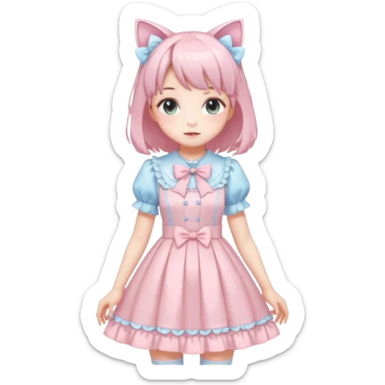 Shiny Blushing Cute Kawaii Beautiful Pastel Lolita Anime Catgirl Trending Style Cottagecore Pastelcore  sticker
