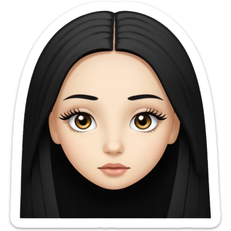 pretty light skinned girl with lashes and black long hair straight hair small eyes  sticker