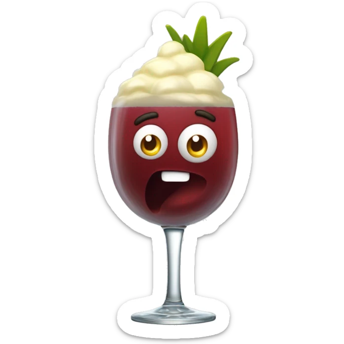 trago chileno llamado terremoto, que tiene granadina, vino blanco y helado de piña en la superficie del vaso. Se toma con bombilla sticker