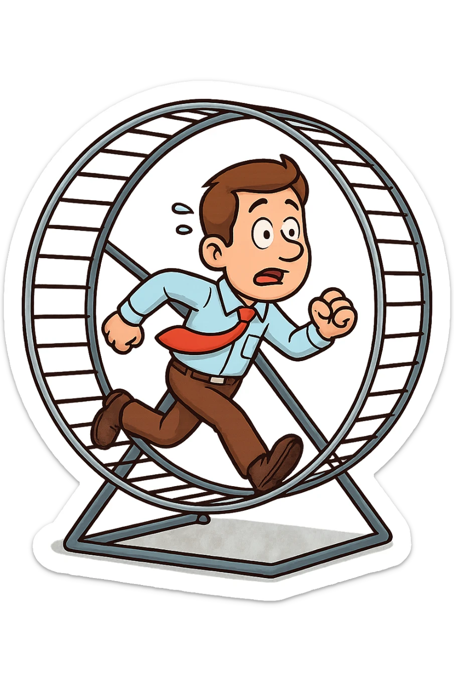 Uomo che corre dentro la ruota del criceto sticker