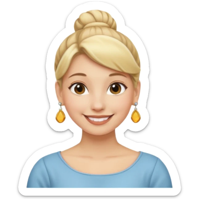 blonde woman with a bun hairstyle and earrings sticker