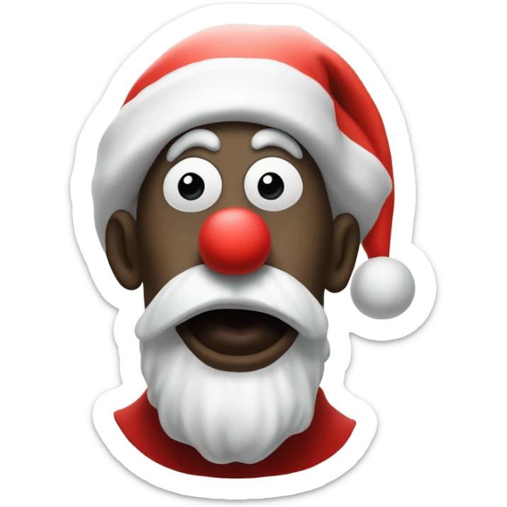 art the clown (terrifier iii in a santa hat, huge white nose with black and white face) sticker