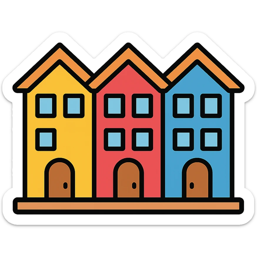 row of townhomes with clean lines sticker