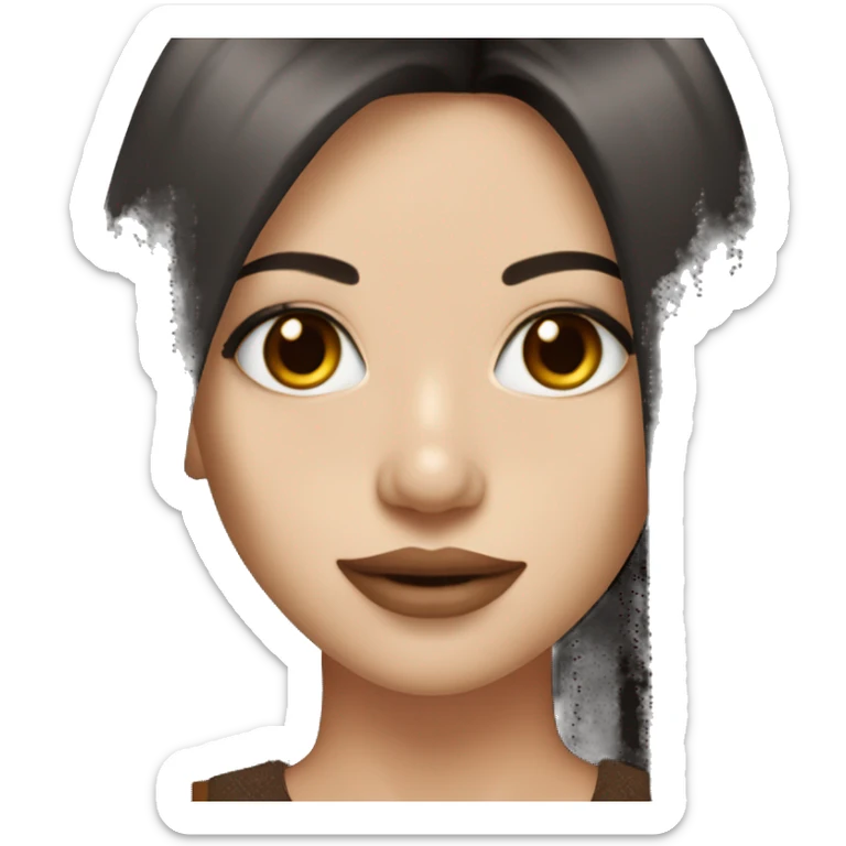 A girl with long black straight hair white skin lip filler brown eyes in a rich people outfit  sticker