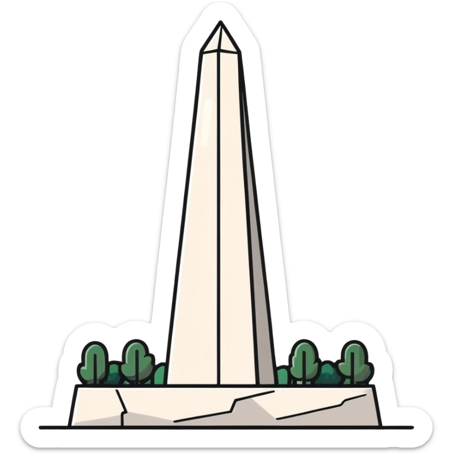 The Obelisk of Buenos Aires, a tall white stone monument with a pointed top, standing alone, iconic landmark of Argentina sticker