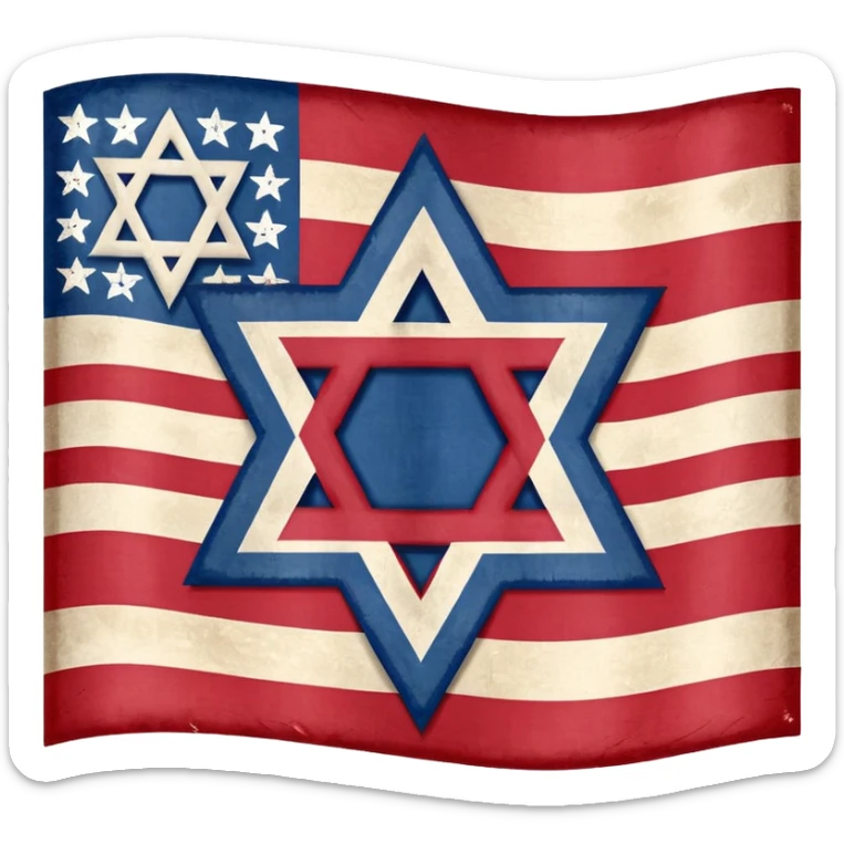 United States flag with a swastika symbol and star of david symbol on the flag sticker