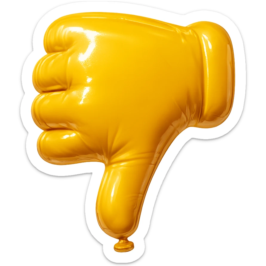3D thumbs down, balloon style, shiny, no text sticker