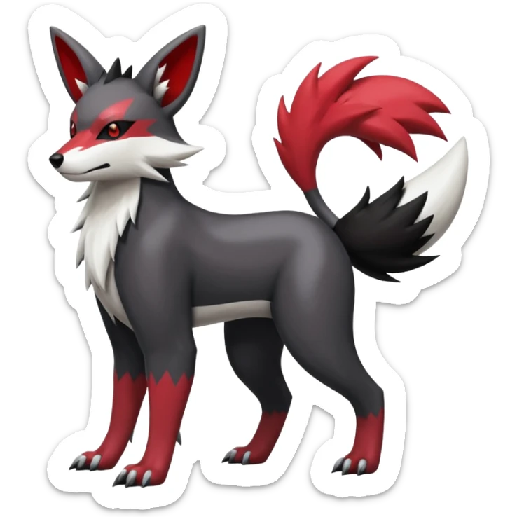 White, black and red Obstagoon-Umbreon-Zangoose-fusion (full body) sticker