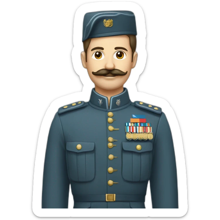 Un homme en costume militaire avec une petite moustache carré sticker