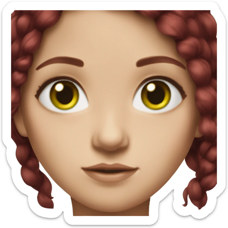 Realistic Slavic girl with burgundy hair and green eyes sticker