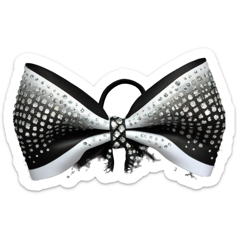 A black and white ombre cheer bow with lots of rhinestones sticker