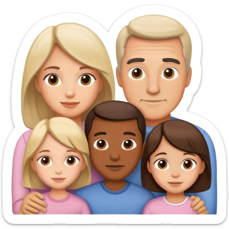 Family with mother, father and three little girls sticker