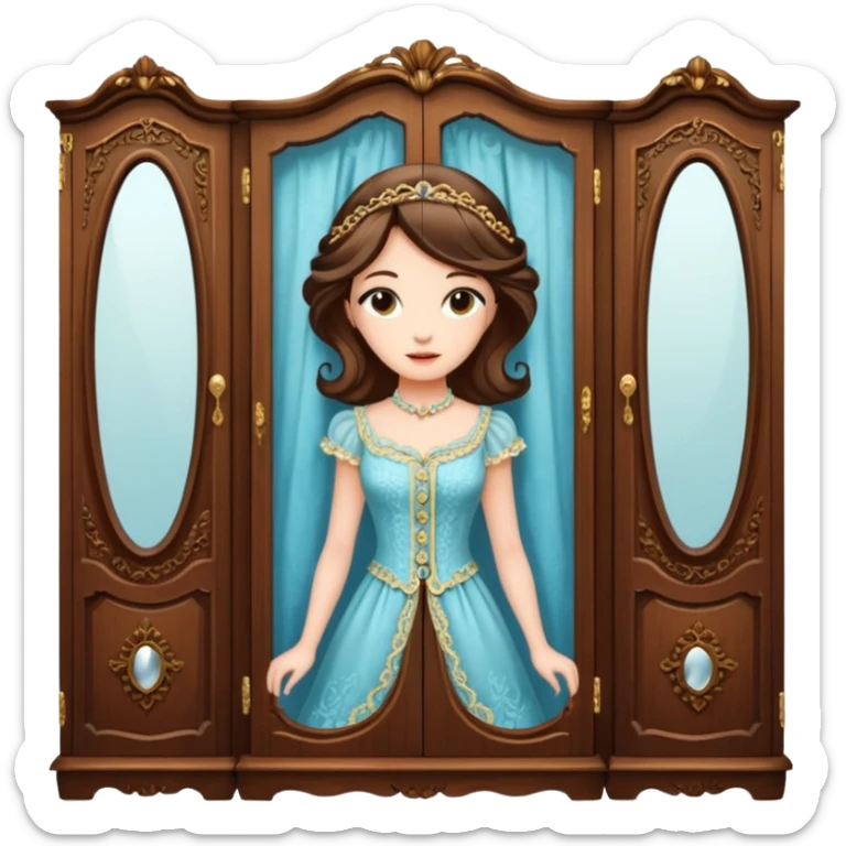 The characters in the fairy tale "Beauty and the Beast" are transformed into the lady in the wardrobe sticker